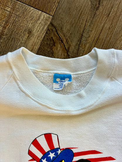 786 -Red, White, & Blue Striped Star Spangled Mickey Crewneck - L