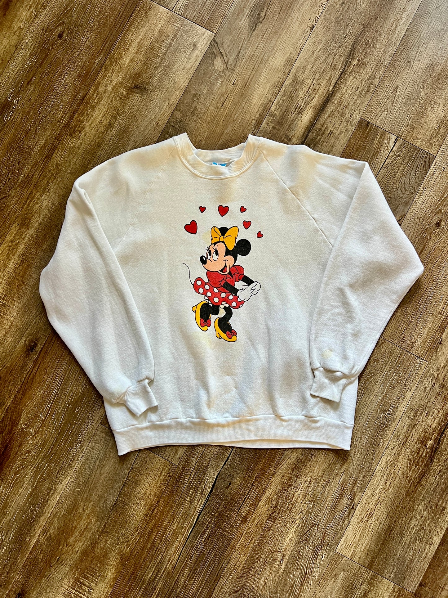 789 -White Red Hearts Minnie Mouse Crewneck - XL