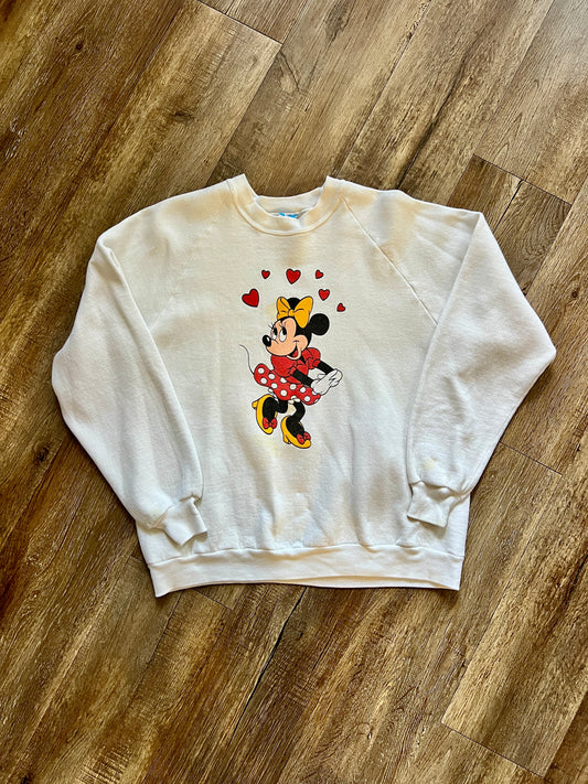 789 -White Red Hearts Minnie Mouse Crewneck - XL