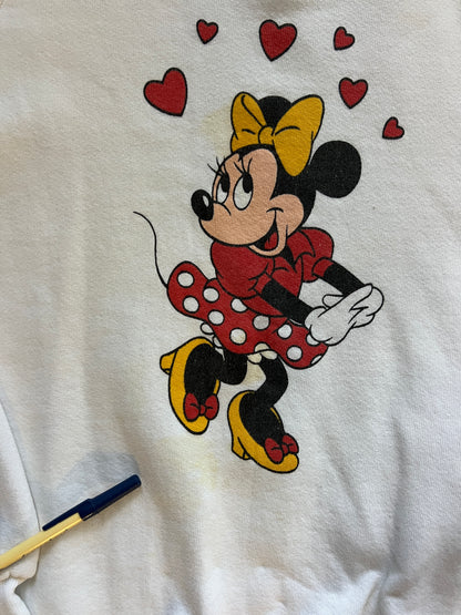 789 -White Red Hearts Minnie Mouse Crewneck - XL