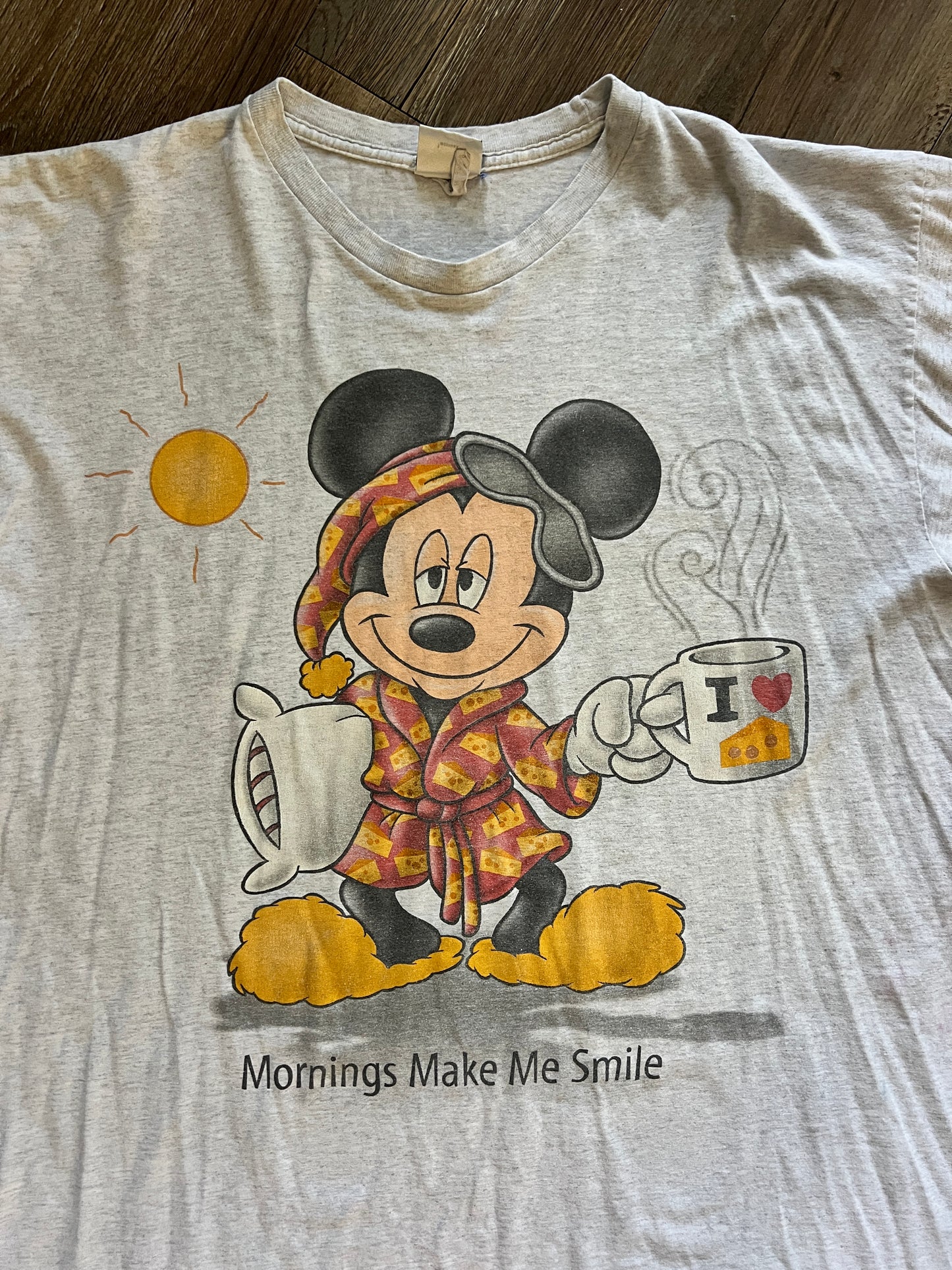 794 -Grey Mickey I Love Cheese Coffee Mug Sleep Shirt - OSFA