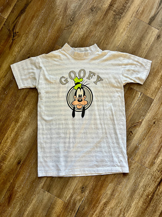795 -Grey & White Striped Goofy Face Tee - S/M