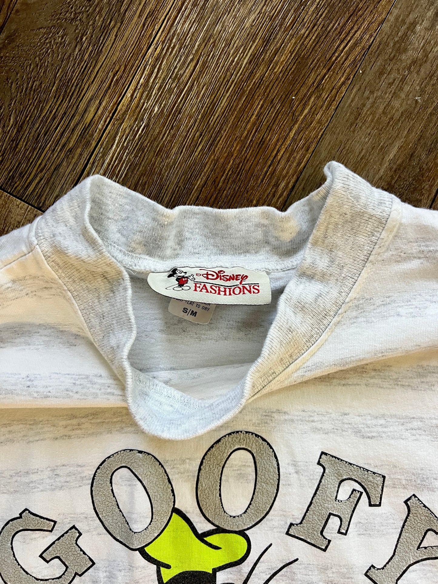 795 -Grey & White Striped Goofy Face Tee - S/M