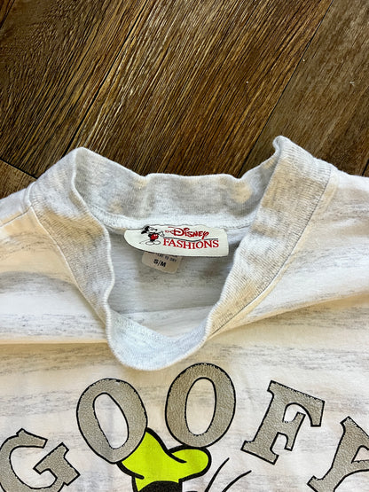 795 -Grey & White Striped Goofy Face Tee - S/M