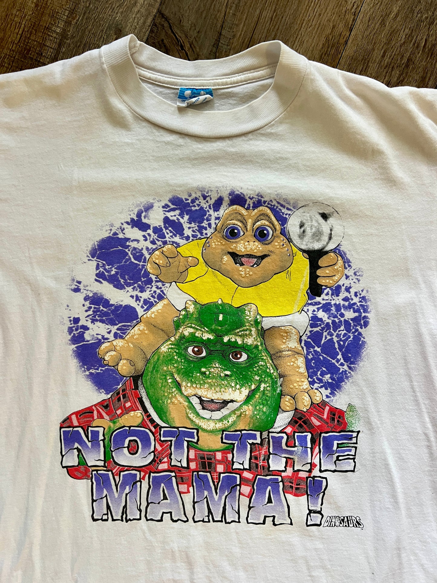 787 -White Not The Mama Dinosaurs Tee - L
