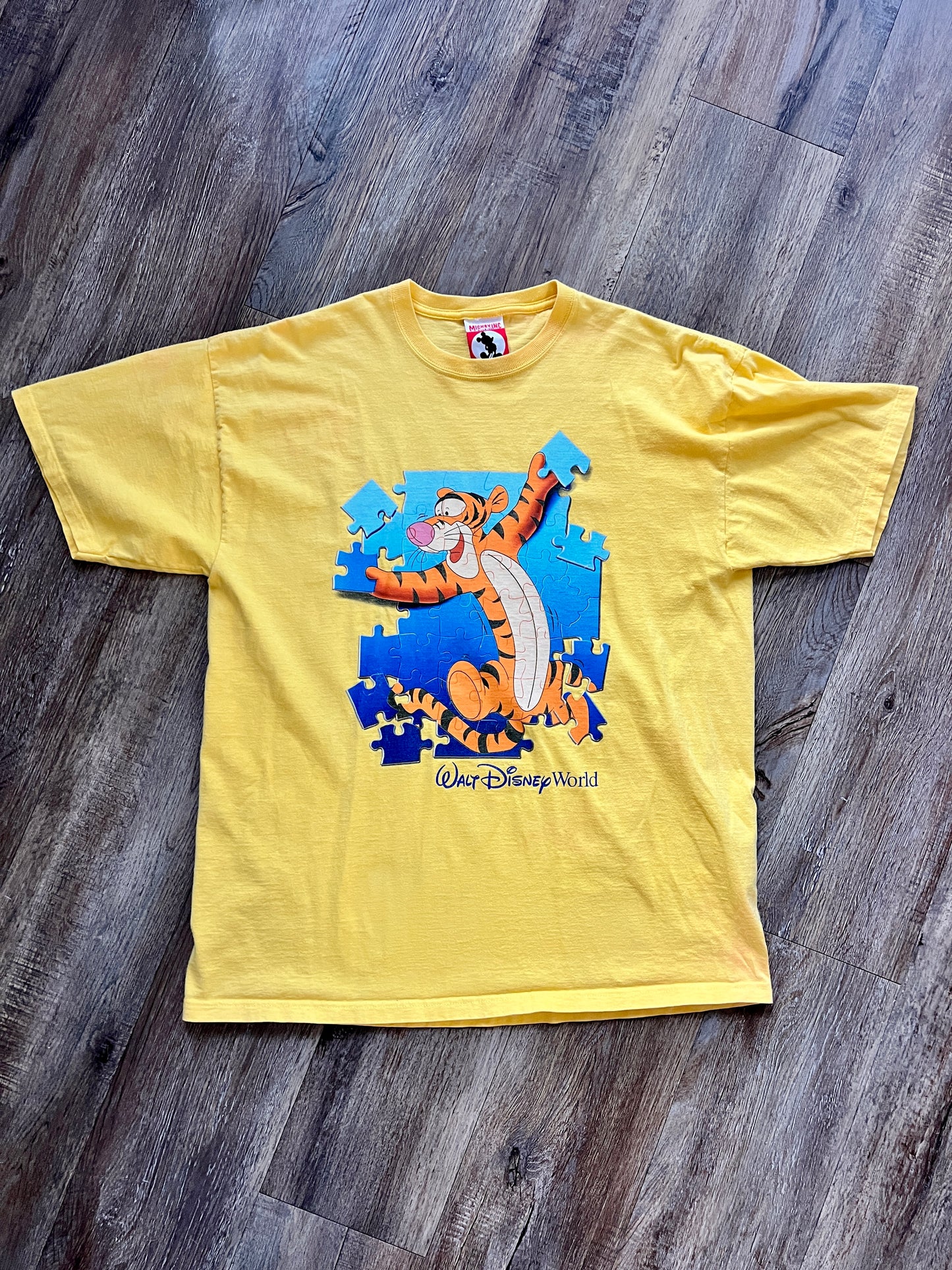 818 -Yellow Tigger Puzzle Tee - XL