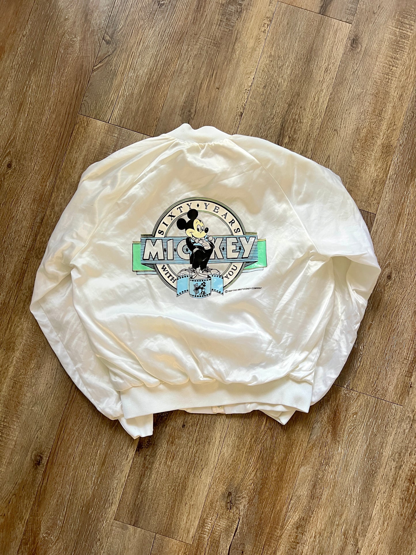 783 -White Satin Sixty Years Mickey Jacket - L