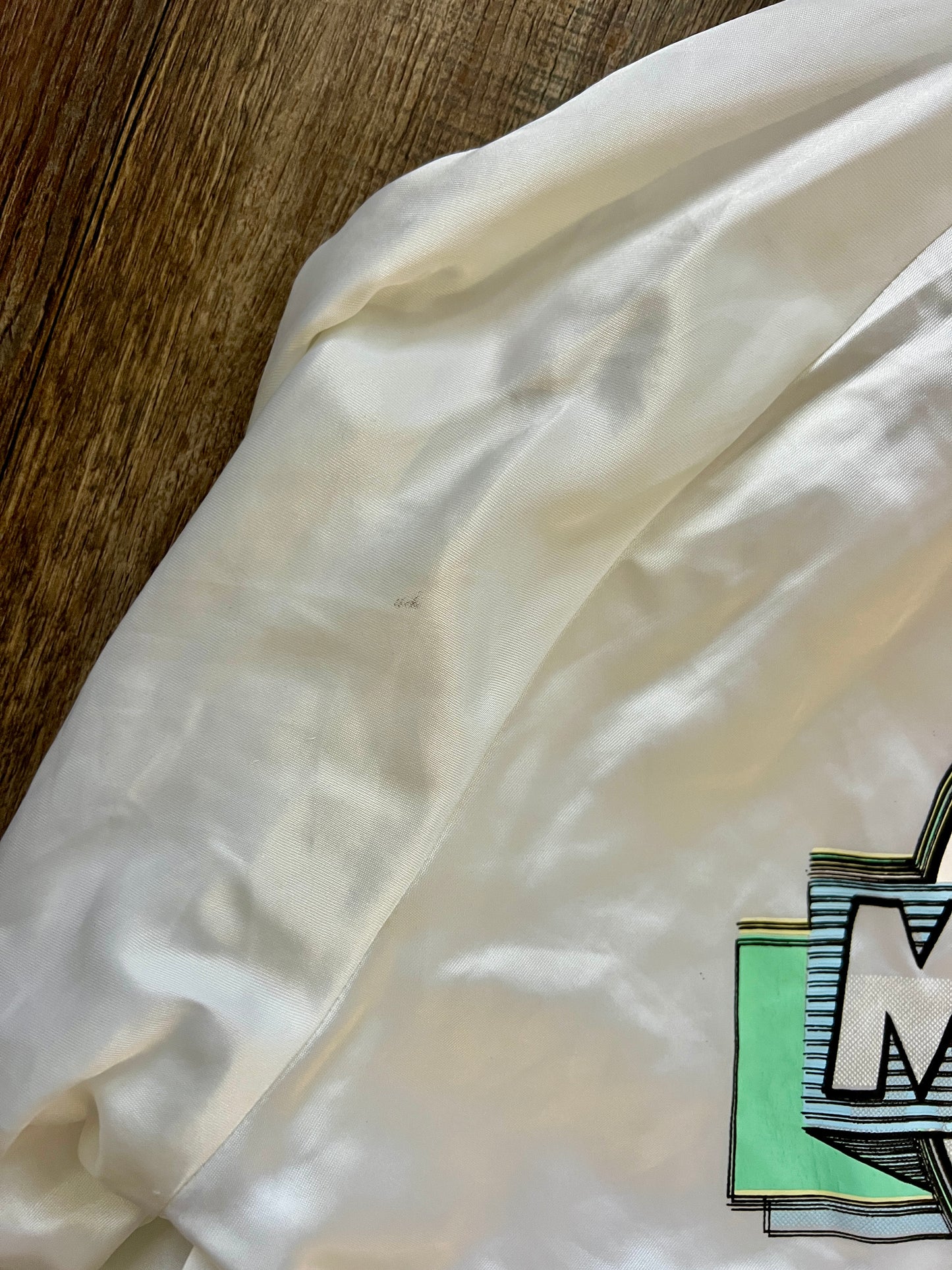 783 -White Satin Sixty Years Mickey Jacket - L