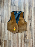 236 -Brown Suede Embroidered WTP Vest - M