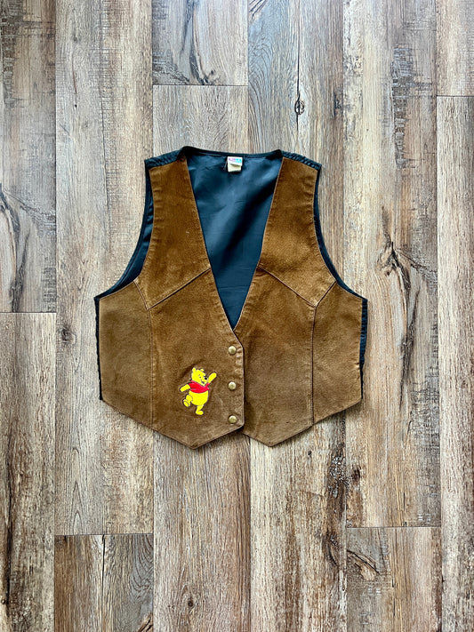 236 -Brown Suede Embroidered WTP Vest - M