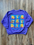 227 -Purple WTP & Tigger Box Grid Friends Forever Crewneck - L