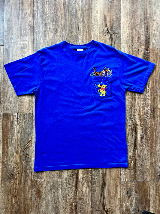 215 -Blue WTP & Tigger Honey Beehive Embroidered Pocket Tee - L