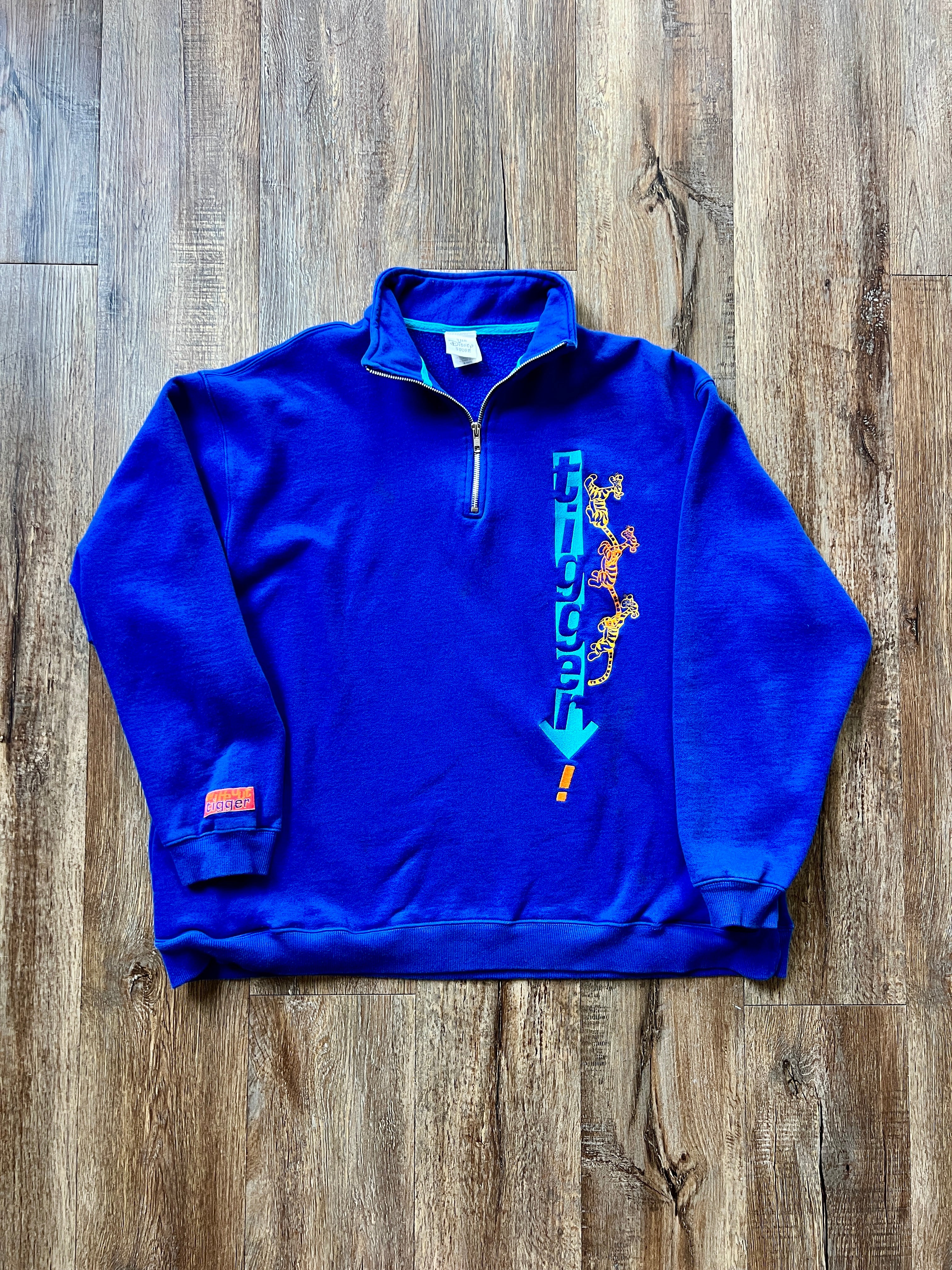 214 - Blue Embroidered Tigger Quarter Zip - XL