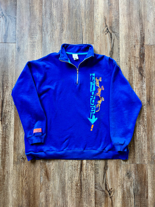 214 - Blue Embroidered Tigger Quarter Zip - XL