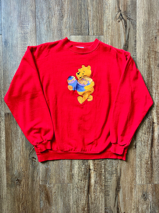 192 -Red Embroidered WTP Honey Pot Crewneck - L