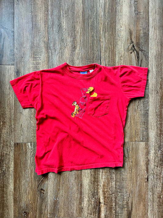 196 -Red WTP & Tigger Embroidered Pooh Pocket Tee - M
