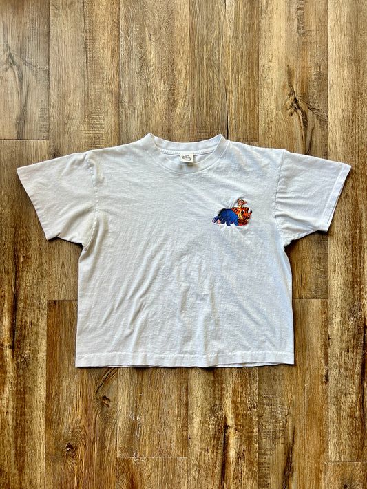 247 -White Tigger Leaning on Eeyore Embroidered Tee - M