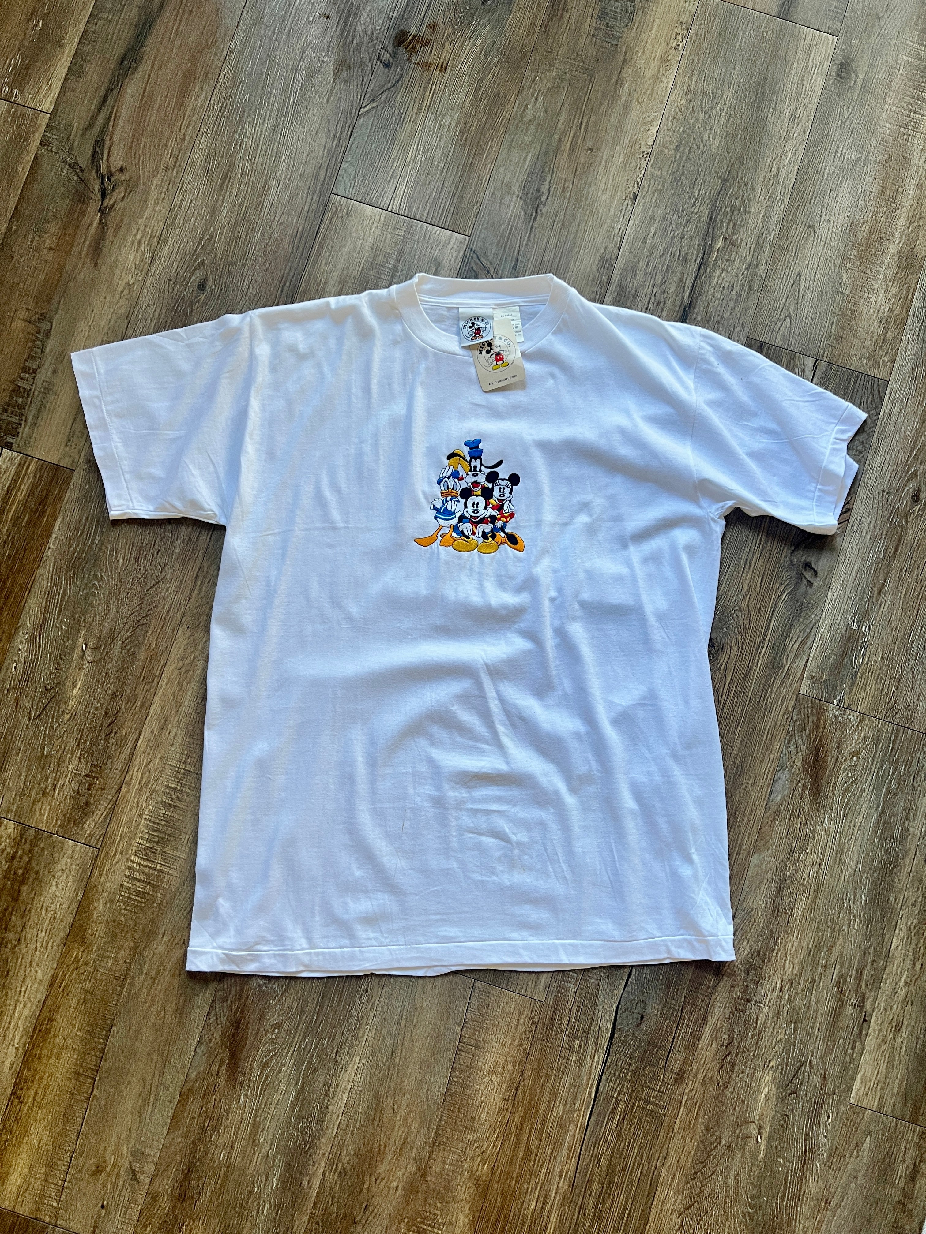 1235 -NWT White Embroidered Mickey & Friends Shirt - OSFA