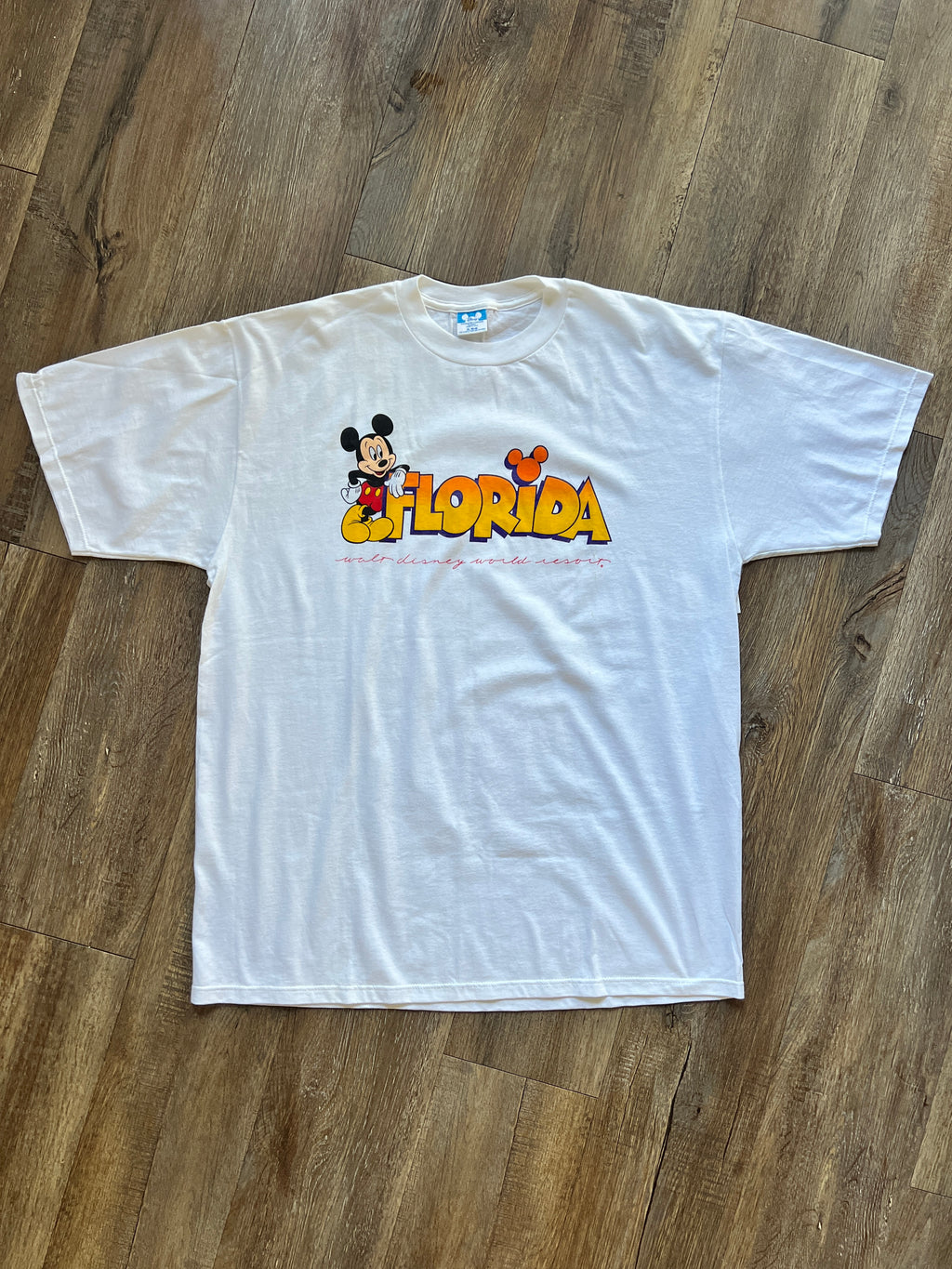 1237 -White Mickey Orange Florida Shirt - XL