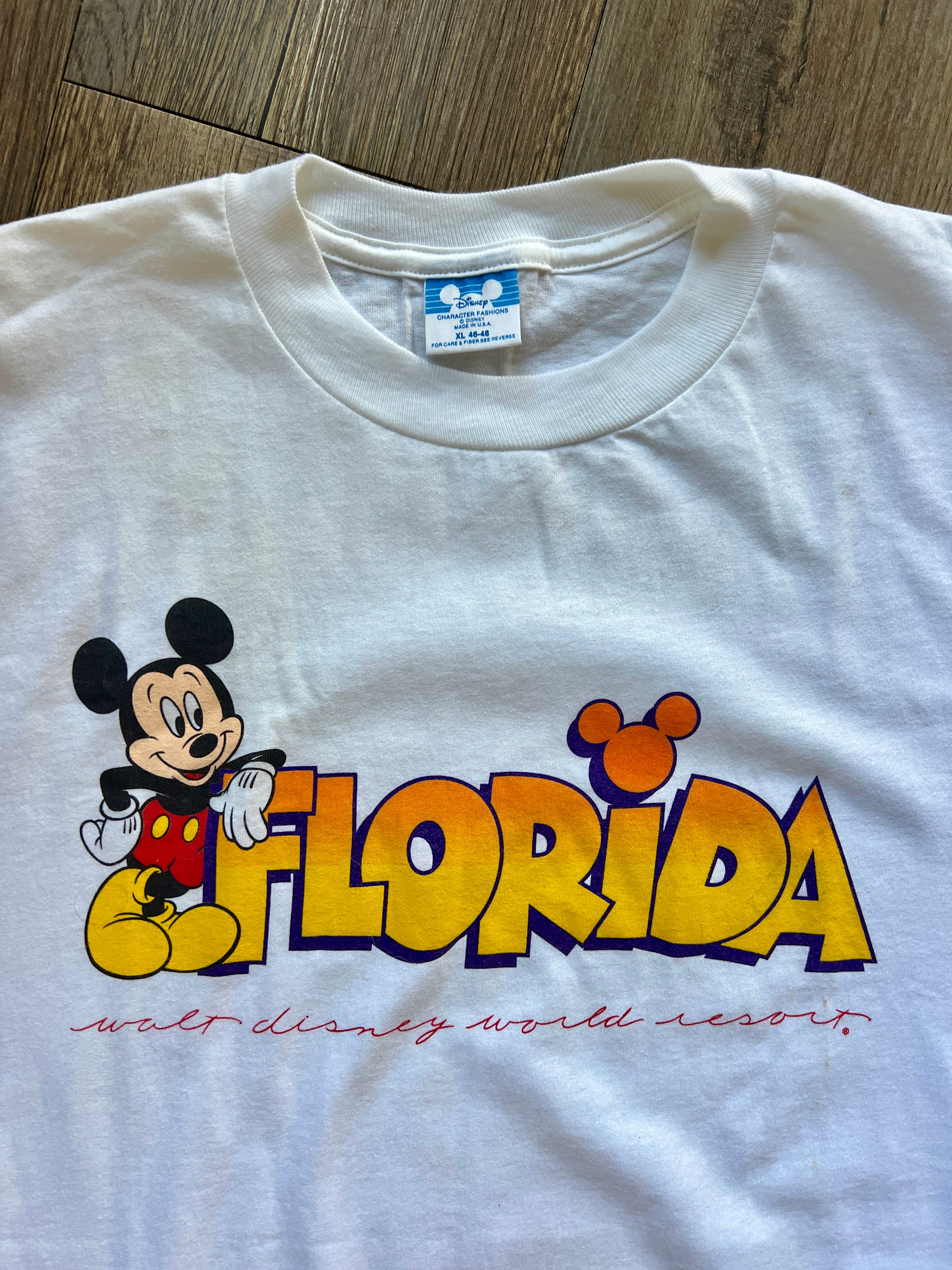 1237 -White Mickey Orange Florida Shirt - XL