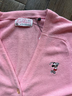 1246 -Pink Minnie Embroidered Golf Sweater - L