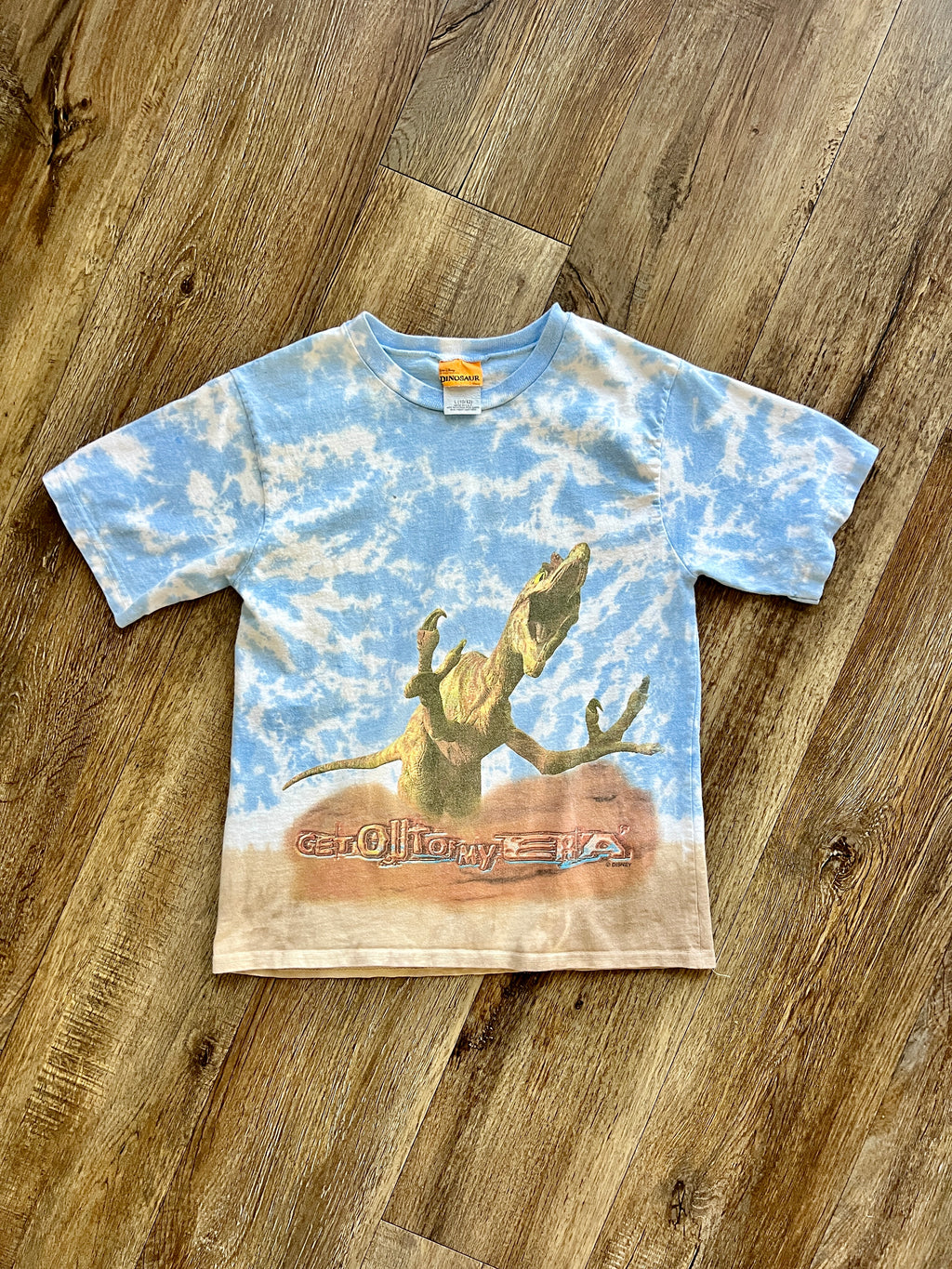 1254 -Blue Tie-Dye Dinosaur Get Out of My Era Shirt - YL