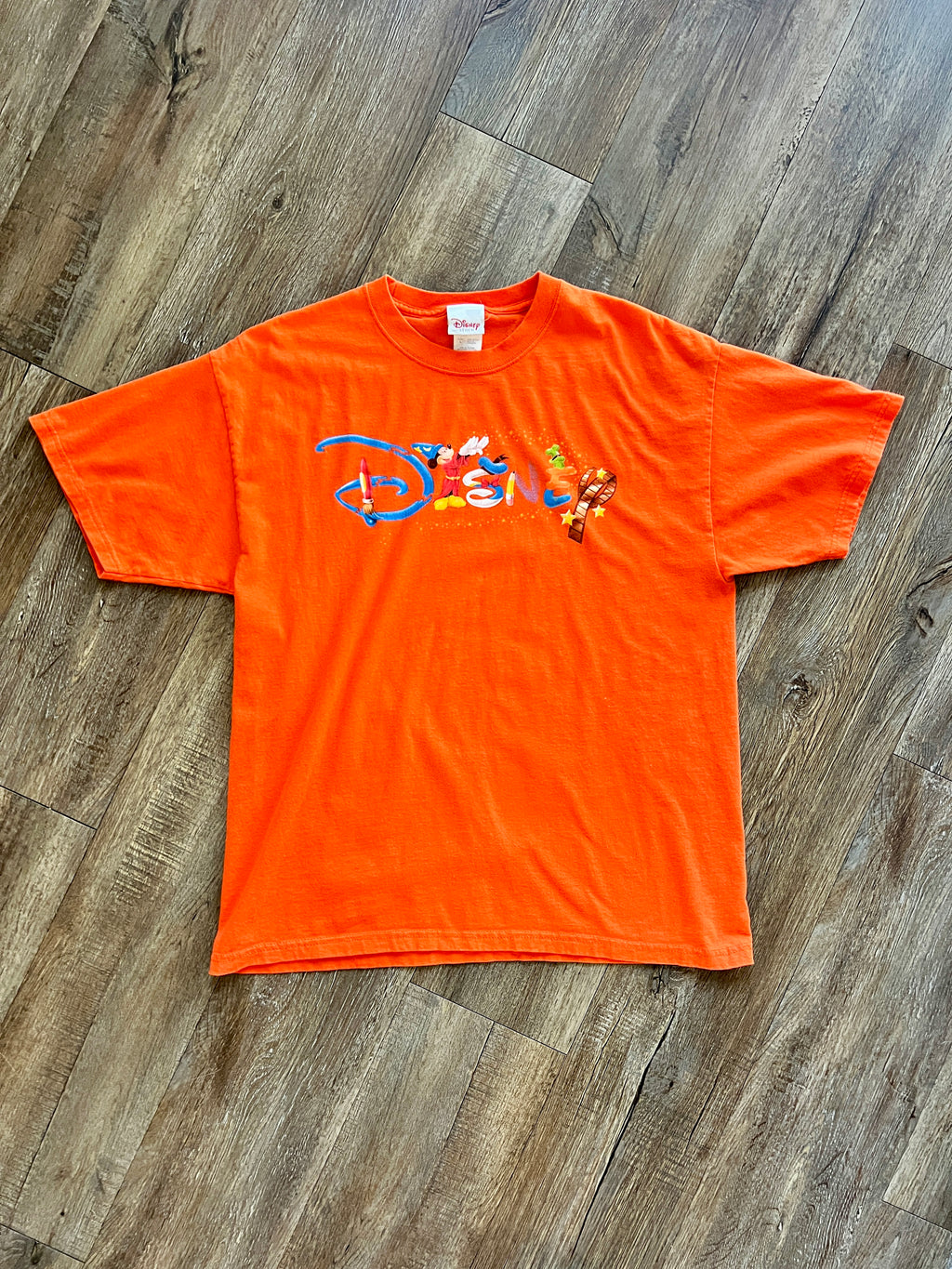 1258 -Orange Character Letter Disney Shirt - L