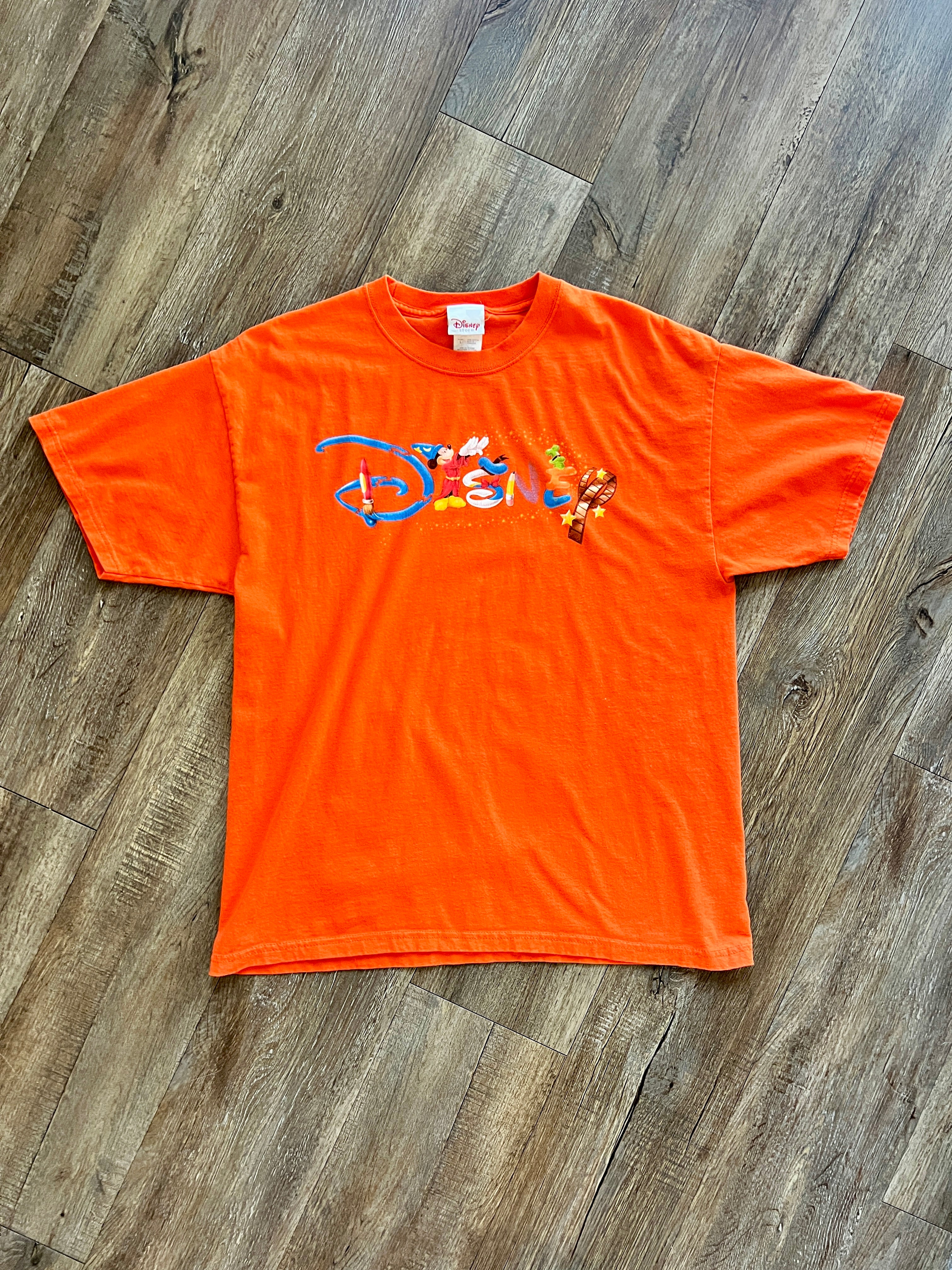 1258 -Orange Character Letter Disney Shirt - L