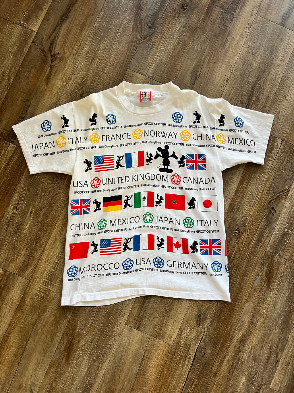 1264 -White EPCOT Country AOP Shirt - OSFA