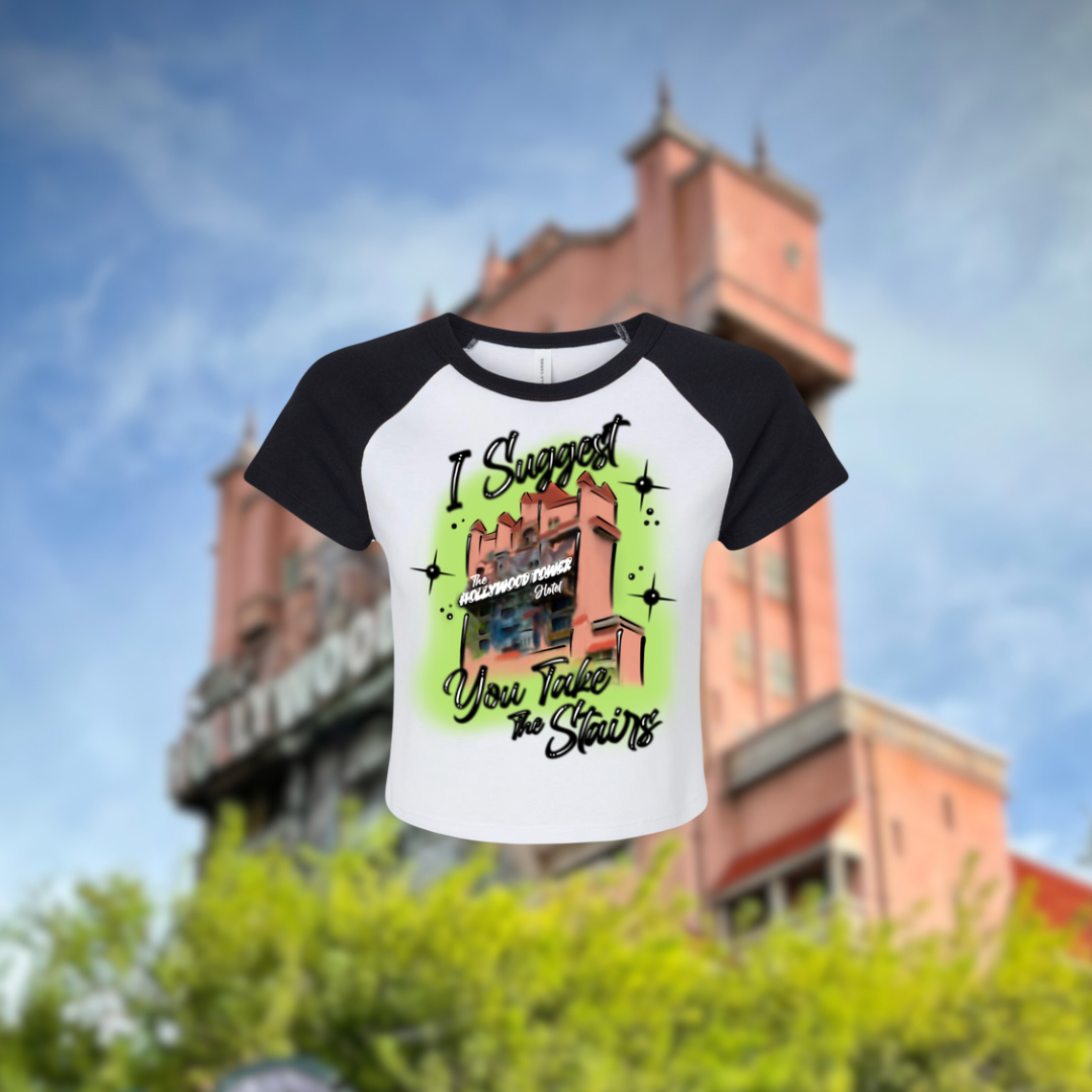 I Suggest You Take The Stairs Baby Raglan Crop