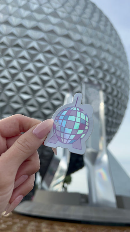 Spaceship Earth Holo Disco Ball Sticker