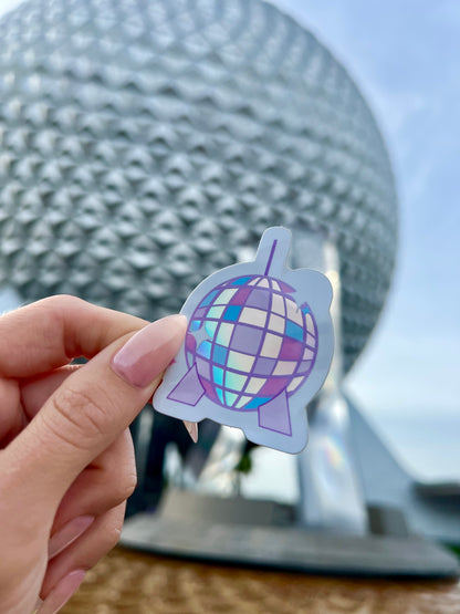 Spaceship Earth Holo Disco Ball Sticker